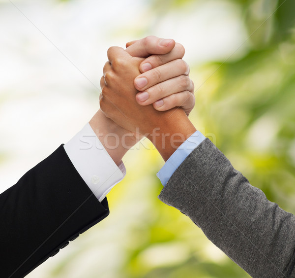 Handen twee mensen zakenlieden concurrentie business man Stockfoto © dolgachov
