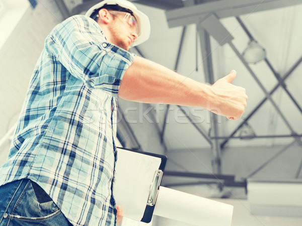 Stock photo: man with blueprint