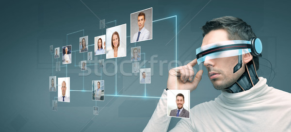 Mann futuristisch 3D-Brille Menschen Technologie Zukunft Stock foto © dolgachov