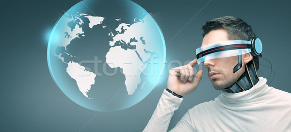 Człowiek futurystyczny okulary 3d ludzi technologii przyszłości Zdjęcia stock © dolgachov