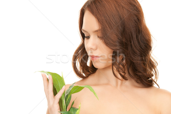 Zdjęcia stock: Kobieta · zdjęcie · biały · zdrowia · zielone