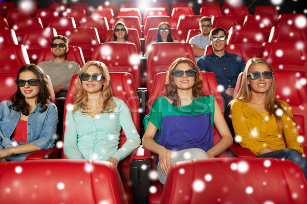 happy friends watching movie in 3d theater Stock photo © dolgachov