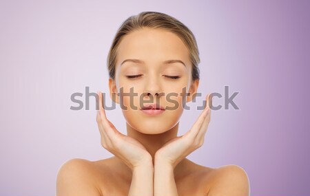 Gesicht Hände Schönheit Menschen Hautpflege Stock foto © dolgachov