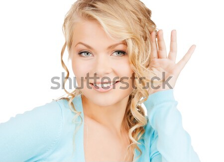 happy young woman pointing finger to you Stock photo © dolgachov
