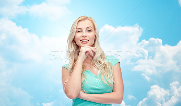 happy smiling young woman or teenage girl Stock photo © dolgachov