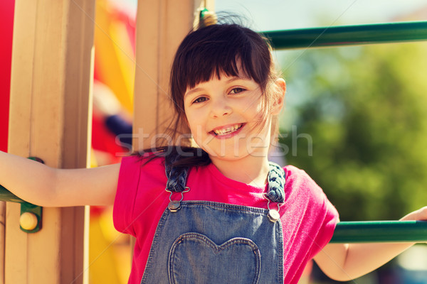 Stok fotoğraf: Mutlu · küçük · kız · tırmanma · çocuklar · oyun · alanı · yaz