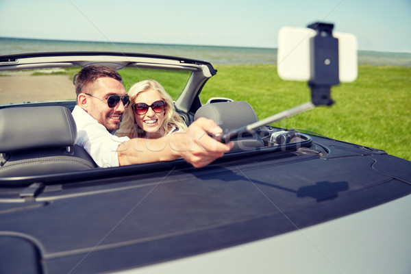 Foto stock: Feliz · casal · carro · estrada