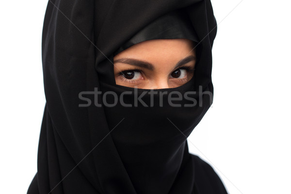 Imagine de stoc: Musulman · femeie · hijab · alb · religios · oameni