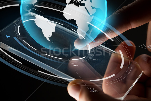 Stockfoto: Handen · smartphone · aarde · business · massa