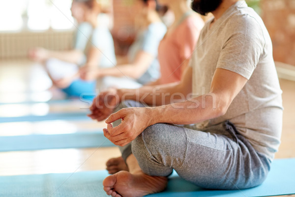 group of people making yoga exercises at studio Stock photo © dolgachov