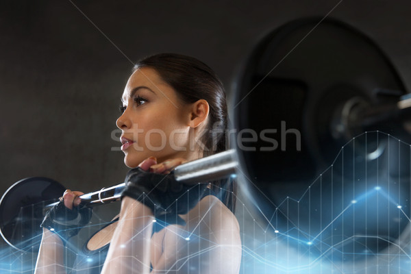 Młoda kobieta mięśni sztanga siłowni sportu fitness Zdjęcia stock © dolgachov
