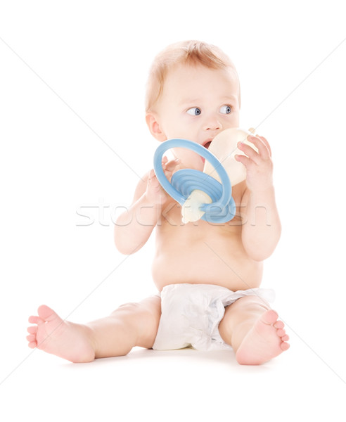 嬰兒 男孩 奶嘴 圖片 白 商業照片 © dolgachov