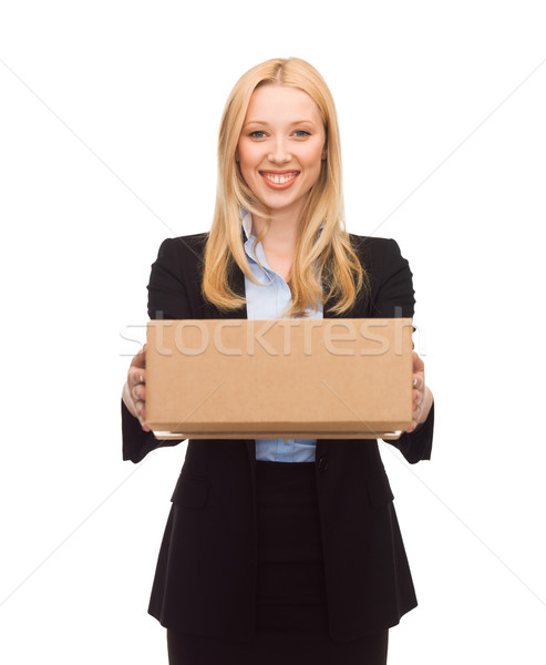 Stock foto: Geschäftsfrau · Karton · Bild · anziehend · Mädchen · Feld