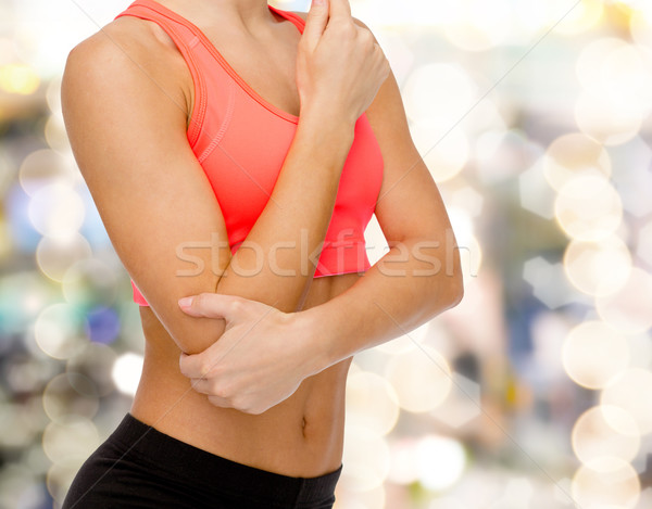 Vrouw pijn elleboog gezondheidszorg fitness Stockfoto © dolgachov