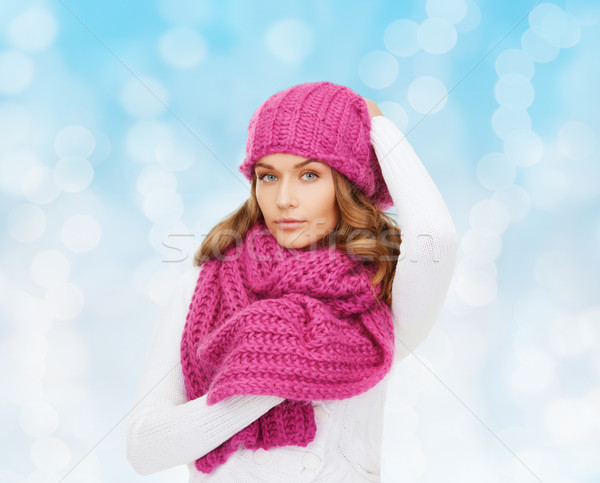 smiling young woman in winter clothes Stock photo © dolgachov