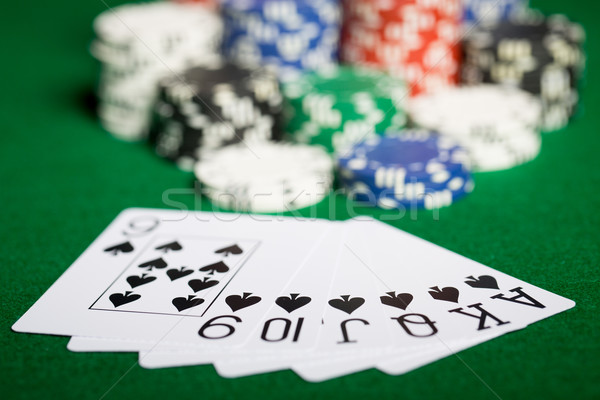 close up of casino chips and playing cards Stock photo © dolgachov