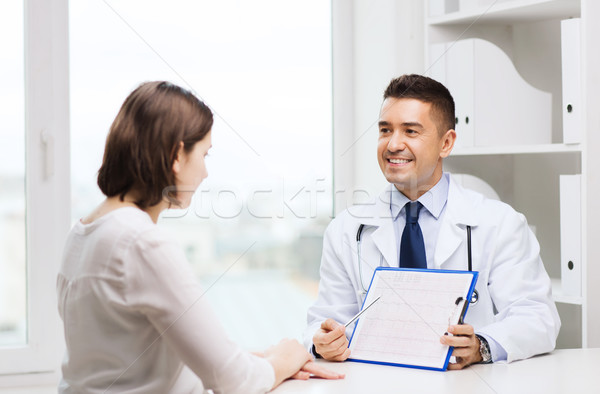 smiling doctor and young woman meeting at hospital Stock photo © dolgachov