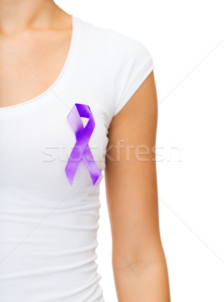 Kobieta fioletowy świadomość wstążka dobroczynność Zdjęcia stock © dolgachov