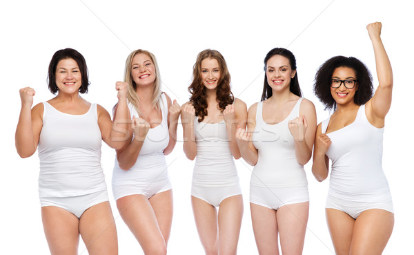 Groep gelukkig verschillend vrouwen vieren overwinning Stockfoto © dolgachov