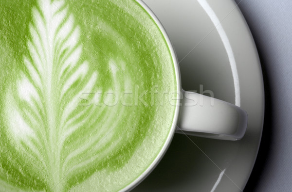 close up of matcha green tea latte in cup Stock photo © dolgachov