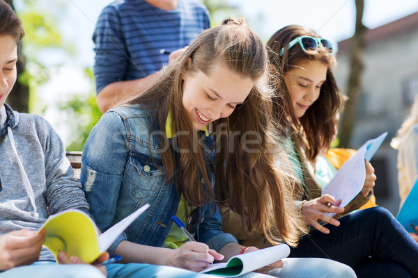 group of students with notebooks at school yard Stock photo © dolgachov