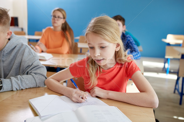 student girl with book writing school test Stock photo © dolgachov