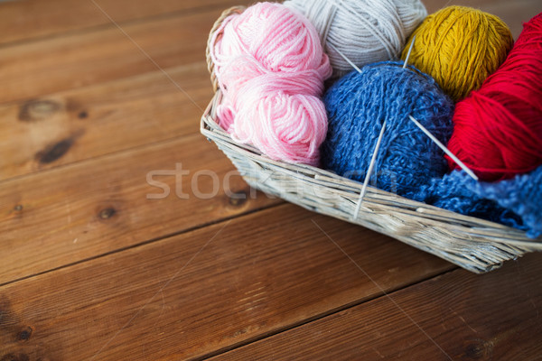 basket with knitting needles and balls of yarn Stock photo © dolgachov