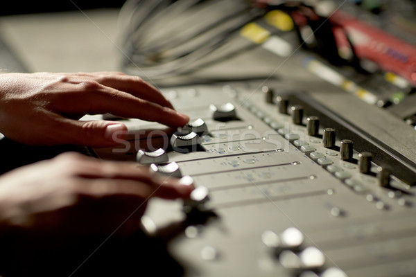 hands on mixing console in music recording studio Stock photo © dolgachov