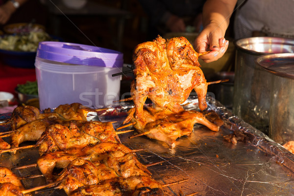 quail grill on street market Stock photo © dolgachov