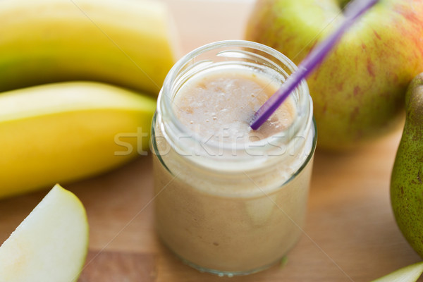 Jar frutas alimento para bebé alimentación saludable nutrición vidrio Foto stock © dolgachov