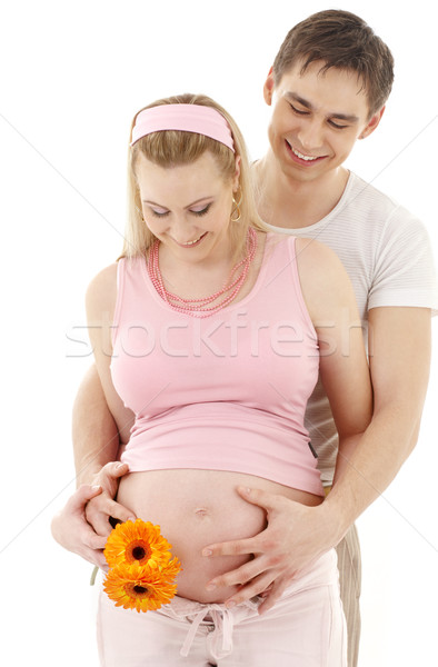Paar wachten baby foto gelukkig familie Stockfoto © dolgachov