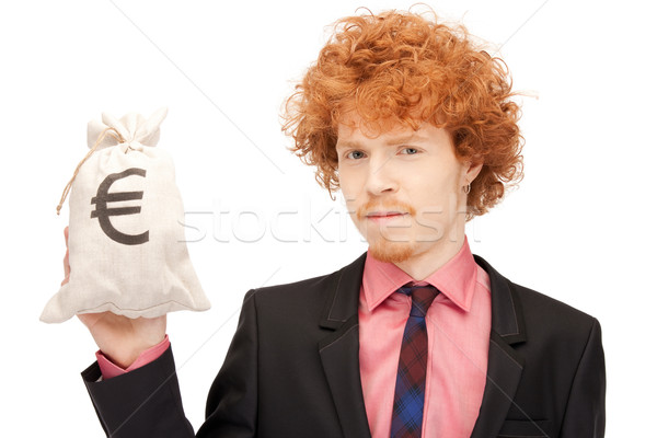 Foto stock: Homem · euro · saco · quadro · negócio · dinheiro