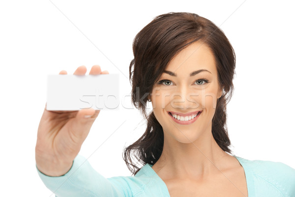 Сток-фото: женщину · визитной · карточкой · ярко · фотография · бизнеса · бумаги