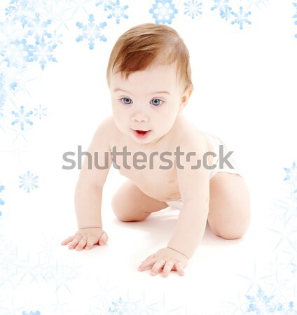 Kriechen Baby Junge hellen Bild Windel Stock foto © dolgachov