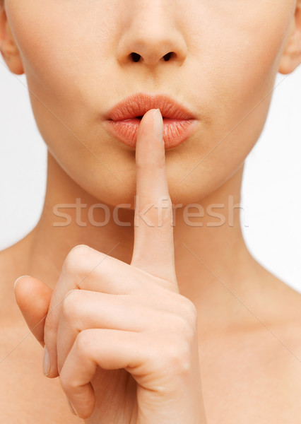 Kobieta gest zdjęcie usta Zdjęcia stock © dolgachov