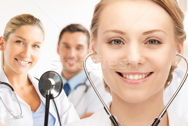çekici kadın doktor stetoskop resim aile sağlık Stok fotoğraf © dolgachov