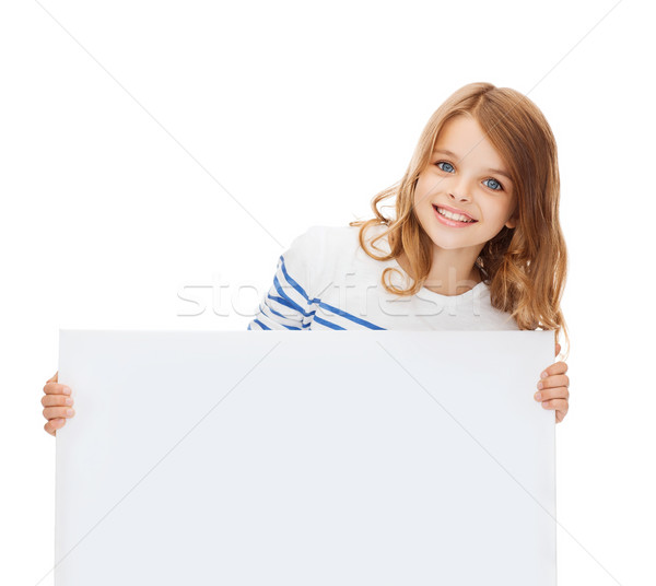 Gülen küçük kız beyaz tahta eğitim tahta çocuk Stok fotoğraf © dolgachov