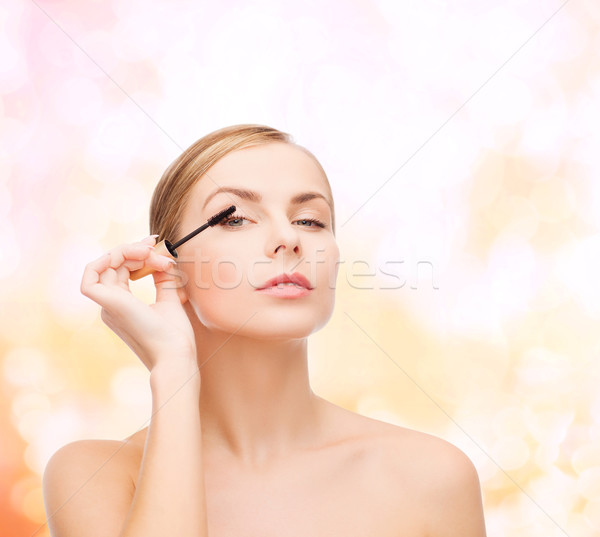 Stockfoto: Mooie · vrouw · mascara · cosmetica · gezondheid · schoonheid · zwarte