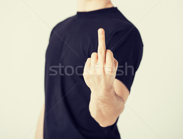 человека средний пальца черный Сток-фото © dolgachov