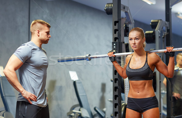 Mann Frau Langhantel Muskeln Fitnessstudio Sport Stock foto © dolgachov