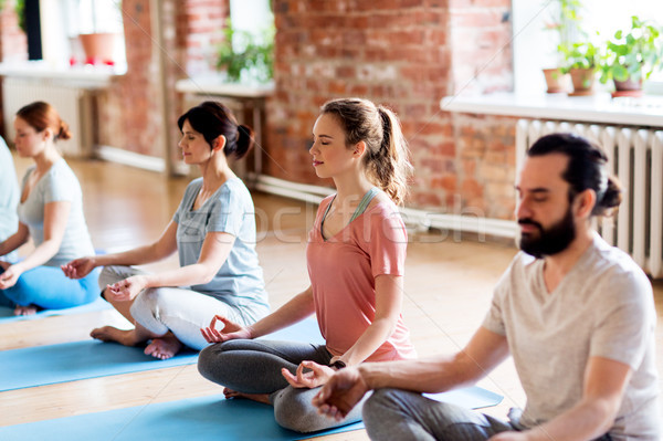 Foto stock: Grupo · de · personas · yoga · estudio · fitness