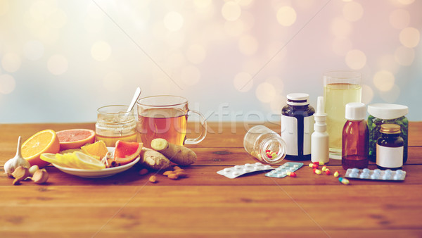 Stock fotó: Hagyományos · gyógyszer · drogok · egészség · természetes · fa · asztal