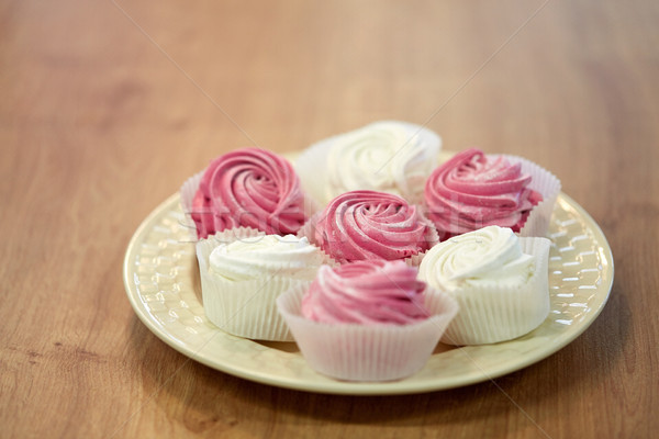 zephyr or marshmallow dessert on plate Stock photo © dolgachov