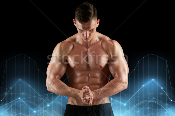 Fiatalember testépítő meztelen törzs sport testépítés Stock fotó © dolgachov