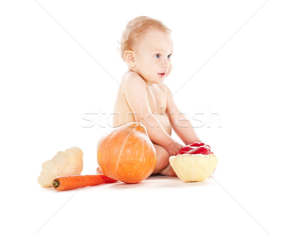 Bebê menino legumes quadro fralda criança Foto stock © dolgachov