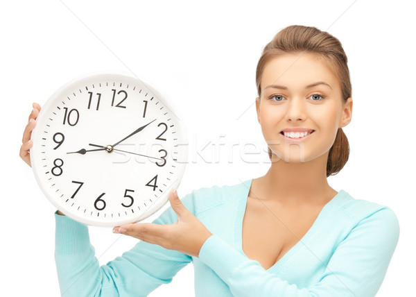 Mulher parede relógio mulher atraente mãos Foto stock © dolgachov