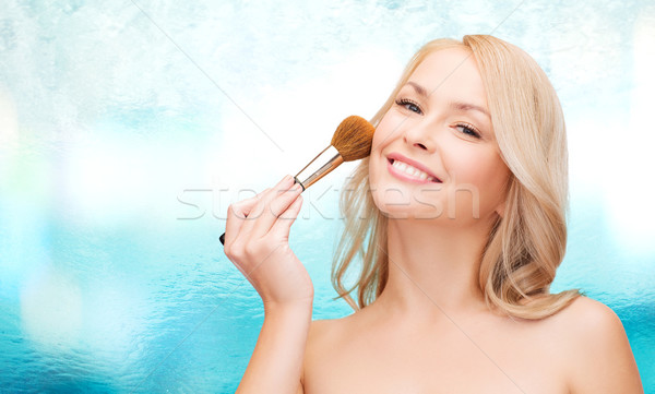 Schöne Frau Make-up Pinsel Kosmetik Gesundheit Schönheit Stock foto © dolgachov