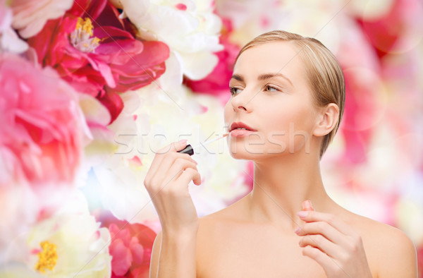 Stock foto: Schöne · Frau · Kosmetik · Gesundheit · Schönheit · rosa · Blumen