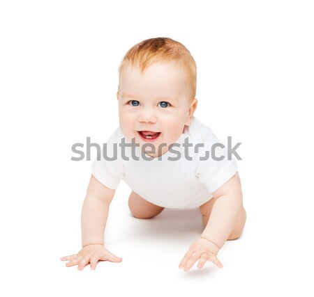 Stock foto: Kriechen · lächelnd · Baby · nachschlagen · Kind · Kleinkind