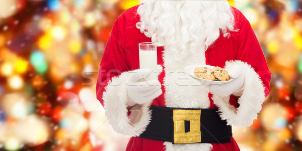 Babbo natale vetro latte cookies Natale vacanze Foto d'archivio © dolgachov